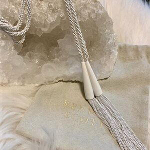 Kendra Scott Phara White Matte Tassel Necklace